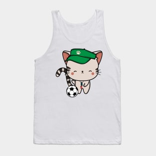 Tabby Cat Playing Soccer Tank Top